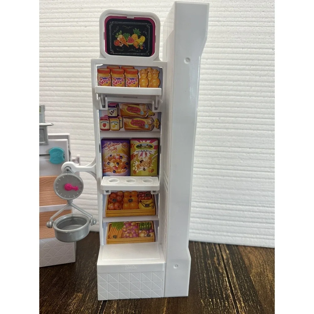 2018‎ Barbie GROCERY STORE w/CHECK-OUT, SHELVES & SCALE + CART & GROCERIES